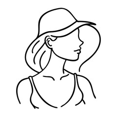  Elegant Female Line Art with Hat Vector Illustration for Fashion Design