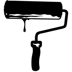  Paint Roller Dripping with Black Ink Vector Silhouette for Creative Art Projects