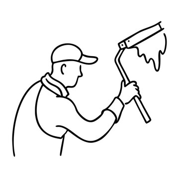 recommend clip art:  Worker Painting Wall with Roller Minimalist Vector Illustration