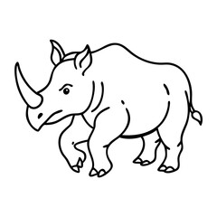  Vector Illustration of Rhinoceros with Horn for Wildlife and Conservation Design