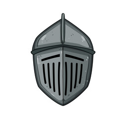 jousting knight helmet cartoon. crusader steel, battle warrior, tournament gothic jousting knight helmet sign. isolated symbol vector illustration