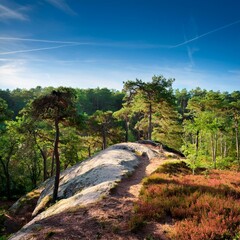 hill of the samois rock in fontainebleau forest