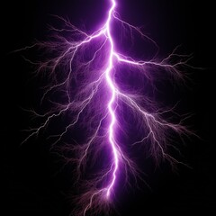 realistic lightning isolated on black background natural light effect bright glowing magic purple thunderstorm for design element