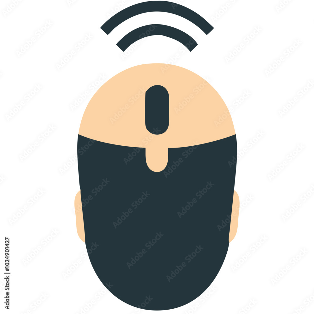 Poster brain technology concept vector man head with computer mouse and wireless signal