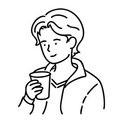  Vector Illustration Person Enjoying Coffee Relaxed Expression Casual Outfit