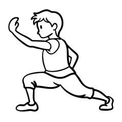 Fototapeta premium Cartoon Character Practicing Martial Arts Pose Vector Illustration