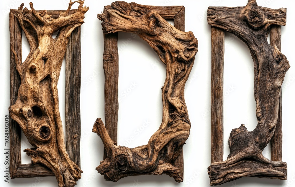 Poster an assortment of rustic wooden frames crafted from twigs and branches