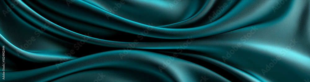 Aufkleber luxurious teal fabric waves create elegant and smooth abstract background, evoking sense of sophisti
