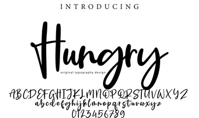 Hungry Font Stylish brush painted an uppercase vector letters, alphabet, typeface