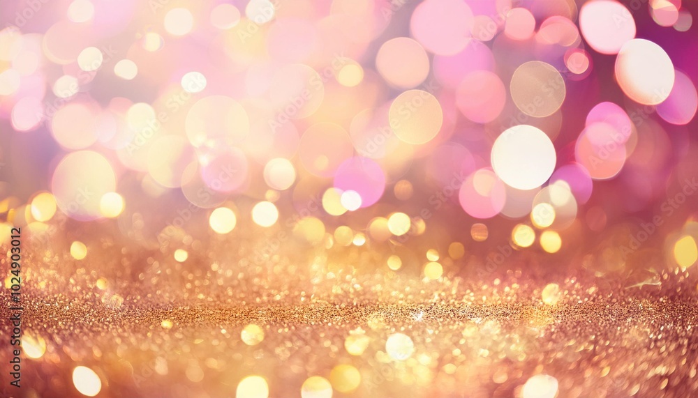 Canvas Prints abstract light golden gradient festive bokeh background with glitter sparkle blurred circles gold pi