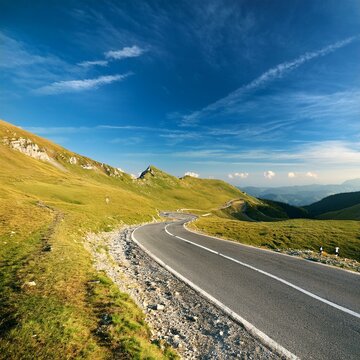 romania transbucegi from the bucegi mountains the road that crosses the bucegi plateau at an altitude of 2000 meters