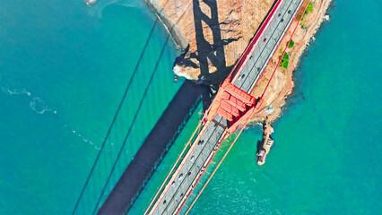 Aerial view of the Golden Gate Bridge in San Francisco, CA