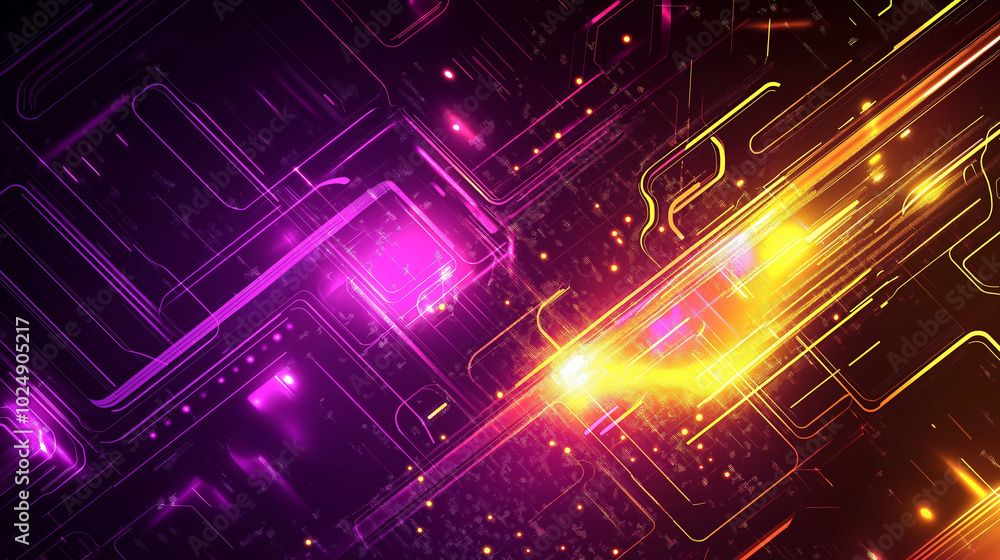 Poster a beauty futuristic abstract background in a high-tech style. shining lines and patterns resembling 