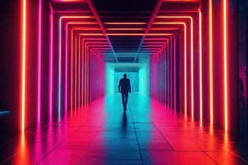 Futuristic Illuminated Cityscape Passageway