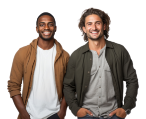 PNG Two multiethnic friends smile adult white background.