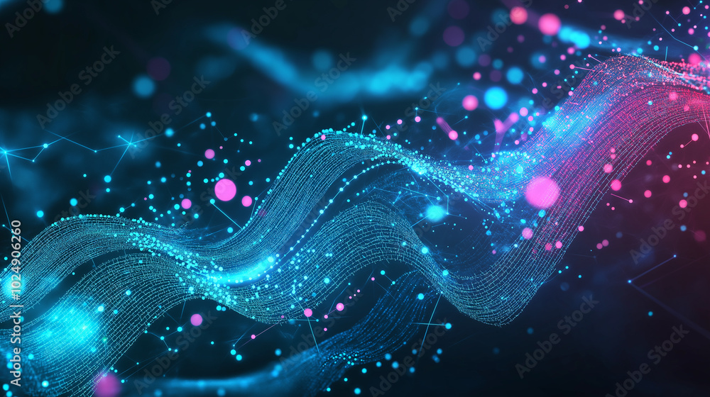 Poster a beauty futuristic abstract background in a high-tech style. shining lines and patterns resembling 