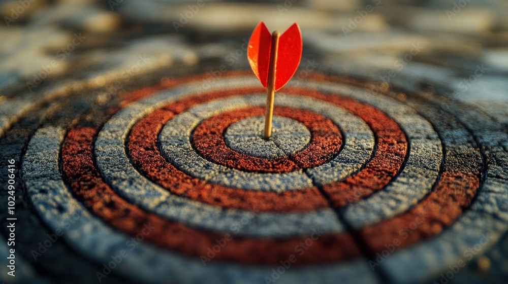 Aufkleber a dart embedded in a target, symbolizing focus and achievement.