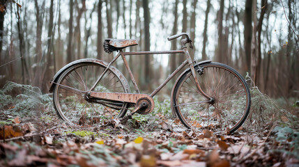 Neglected and Rusty Bicycle in Disrepair, generative ai