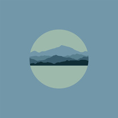 nature landscape in circle illustration
