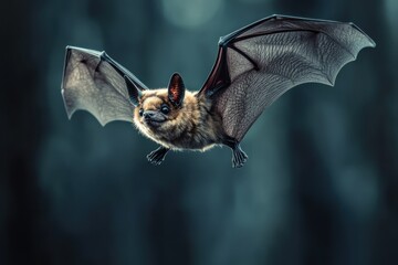 Obraz premium Bat in Mid-Flight Captured Strikingly