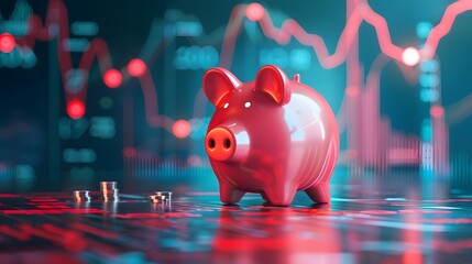 Smart Savings: Piggy Bank on a Banking Investment Background
