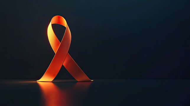 Symbolic 3D ribbon concept for hostage freedom, glowing ribbon design, no people, room for copy space