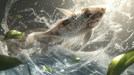 carp, koi, koi carp, Nishikigoi, japan, japanese painting, sumi-e, ukiyo-e, japanese pattern, design, art, beauty, illustration, painting, nature, ancient, pattern, fish, goldfish, aquarium, gold