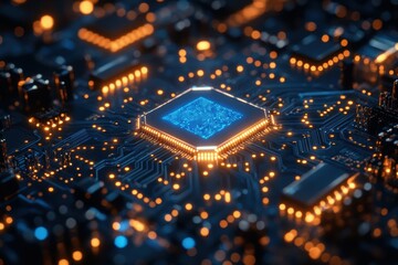 Obraz premium Modern Microchip Technology in Circuit Board Design