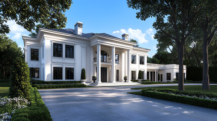 Obraz premium A countrystyle house with a large, open family room that has a fireplace and comfy seating
