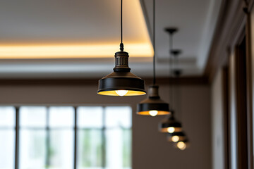 Obraz premium Design a country house with vaulted ceilings and rustic iron chandeliers