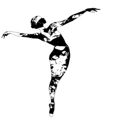"Ballet Dancer in Classic Pose Black and White Vector"

