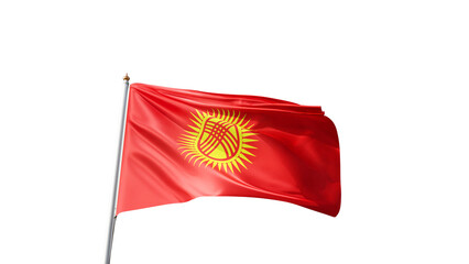 Flag of kyrgystan with no background, transparent png, flag on a flag pole waving in the wind, asian country, national symbol of kyrgystan, picture of a flag