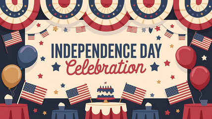 Red white and blue American flag decorations for a festive Independence Day celebration. 
