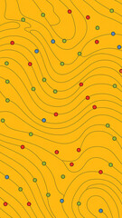 Abstract yellow background with colorful dots and lines, perfect for modern and minimalist designs. 
