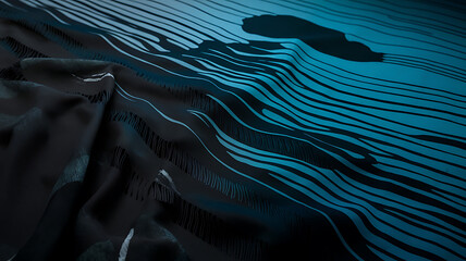 Abstract blue and black fabric texture with a modern and minimalist style. 
