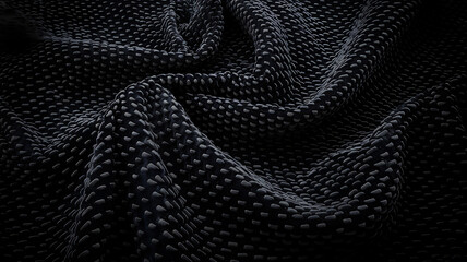 Black textured fabric with a soft, luxurious feel perfect for fashion and design projects. 
