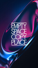 Fototapeta premium Abstract blue and pink liquid background with white text: Empty Space Copy Place. Modern design for website or social media. 