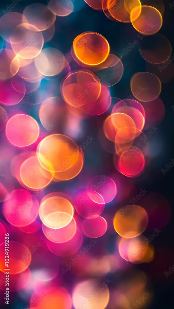 Poster bokeh effect with colorful lights on dark