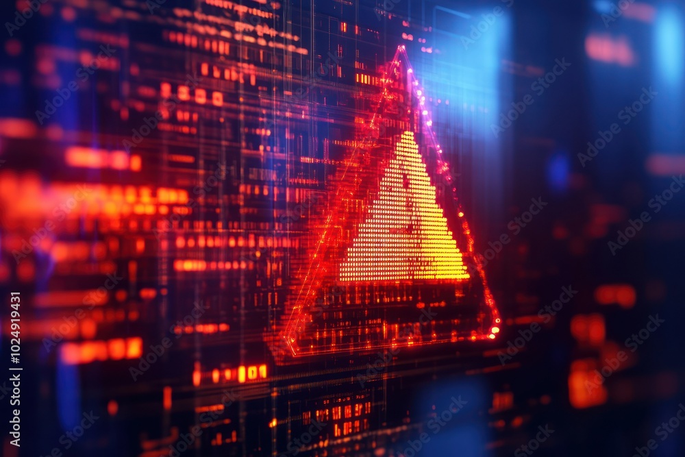Poster digital warning signals in a futuristic setting