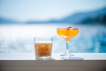 Red Chili Margarita Cocktails by the Sea View