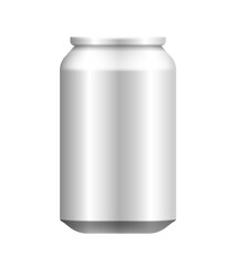 Aluminum can for drinks. Vector 3D clipart isolated on white background.