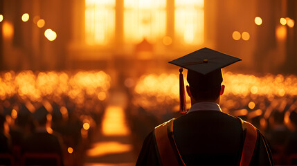 graduation ceremony university college graduate inspiring emotional cap gown crowded background achievement celebration pride accomplishment hope future education students success celebrate job search