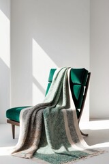 Handwoven textiles with Emerald-hued lounge.