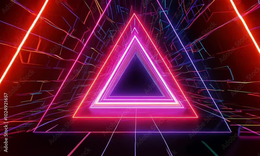 Aufkleber a detailed prompt for generating an image of a neon triangle portal