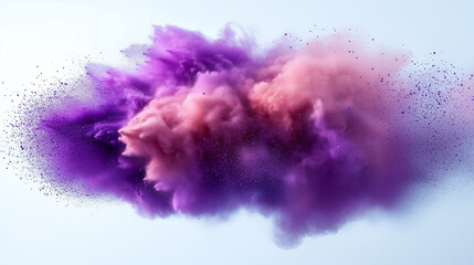 Fototapeta premium abstract image of a purple powder explosion in mid-air. The explosion should feature large, vibrant clouds of purple pigment
