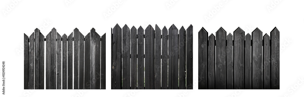 Aufkleber black wooden fence with pointed top rails.