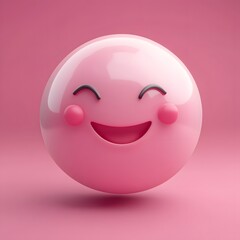 Fototapeta premium A smiling emoji with rosy cheeks and a content expression