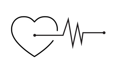 Heartbeat icon on white background. Pulse line icon.