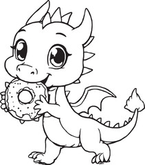 Fototapeta premium Dragons with line Art Dragon Coloring Page Vector and Line art