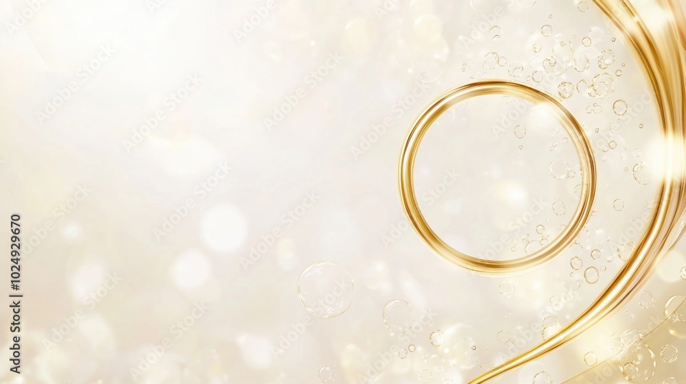 Poster elegant abstract background featuring bubbles and gold ring, creating luxurious and sophisticated at